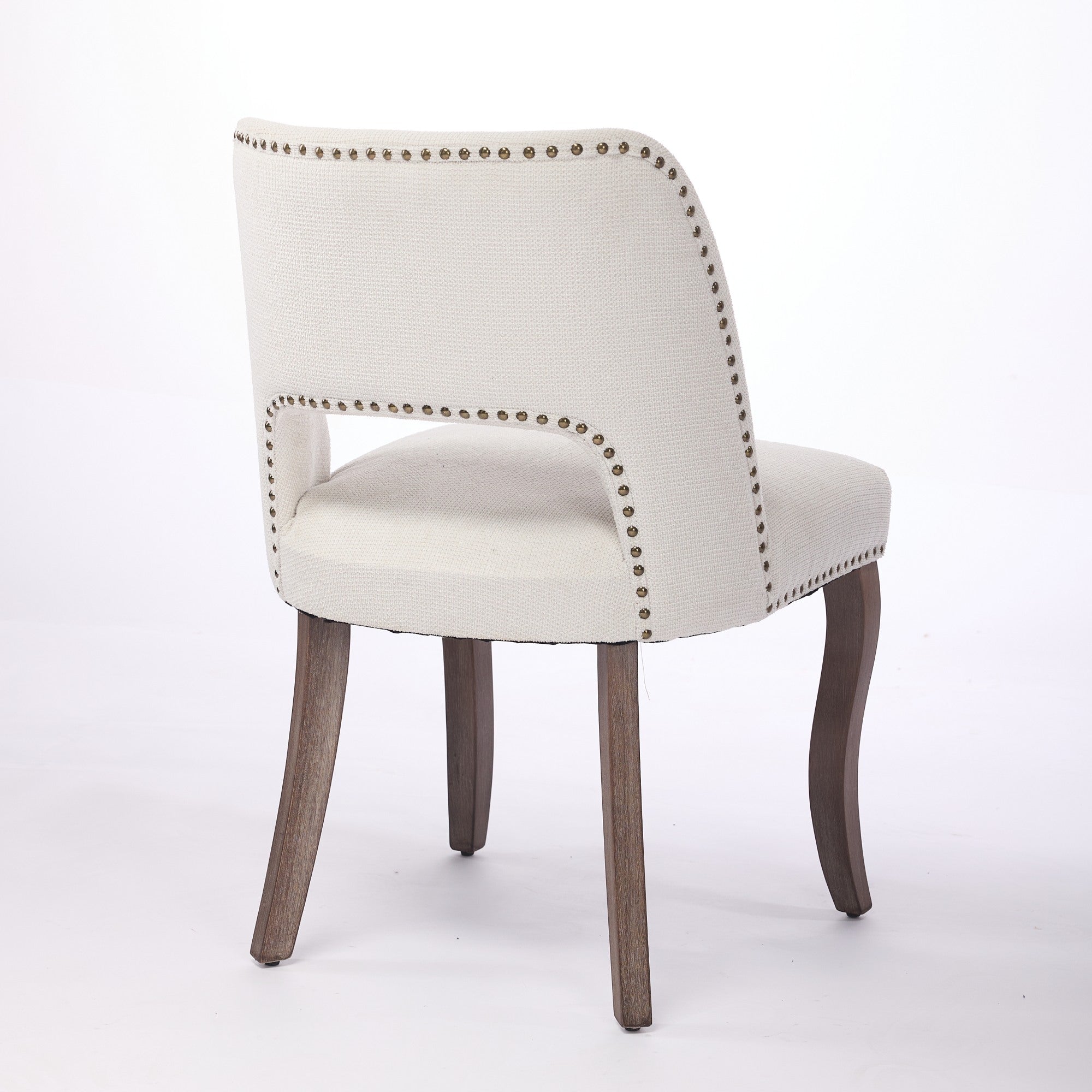 Wooden Dining Chairs Set of 2 Modern Fabric Upholstered Farmhouse - Beige