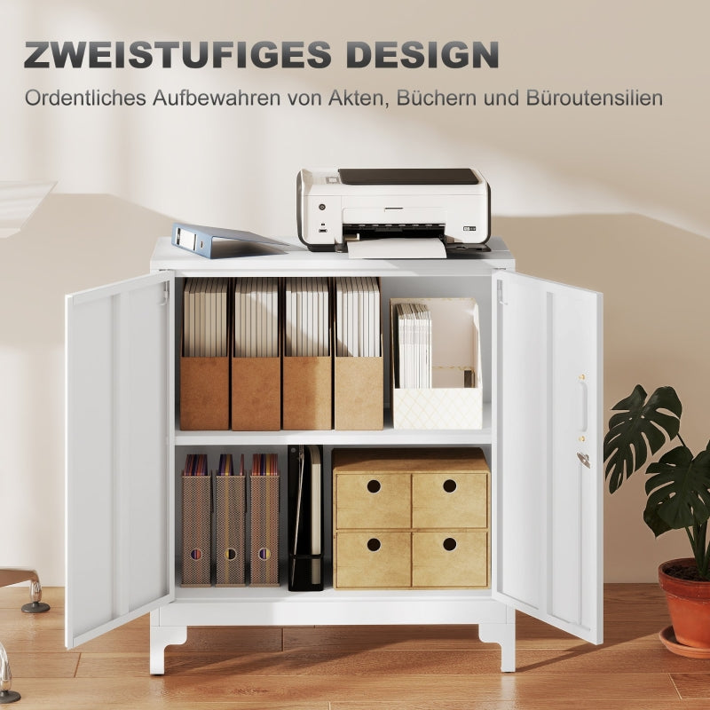 Metall-Büroschrank, abschließbare Türen, 2-lagig, Weiß