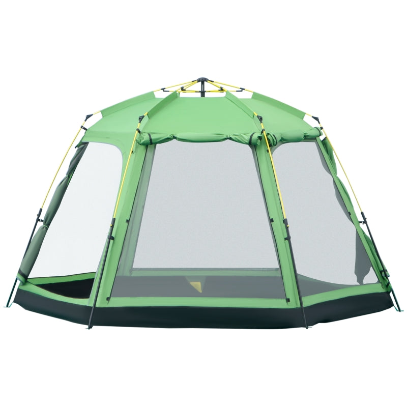 6 Person Pop Up Camping Tent, 2-Tier with 4 Windows 2 Doors, Green