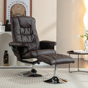 Massage Chair with 5-Point Massager, Ottoman, PU Upholstery, Brown