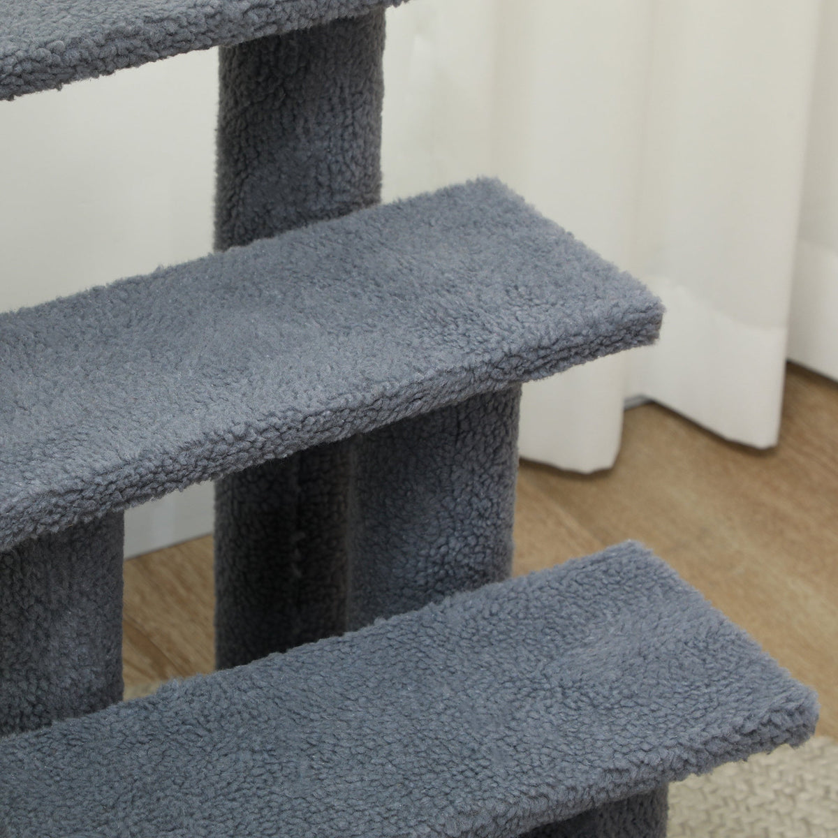 PawHut Pet Stairs 4 Steps for Cats and Dogs, Grey