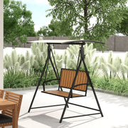 Porch Swing, 2-Seater, Adjustable Sunroof, Weatherproof, Black