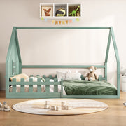 Flatbed 140x200cm House Rail Railing Pine Wood - Green