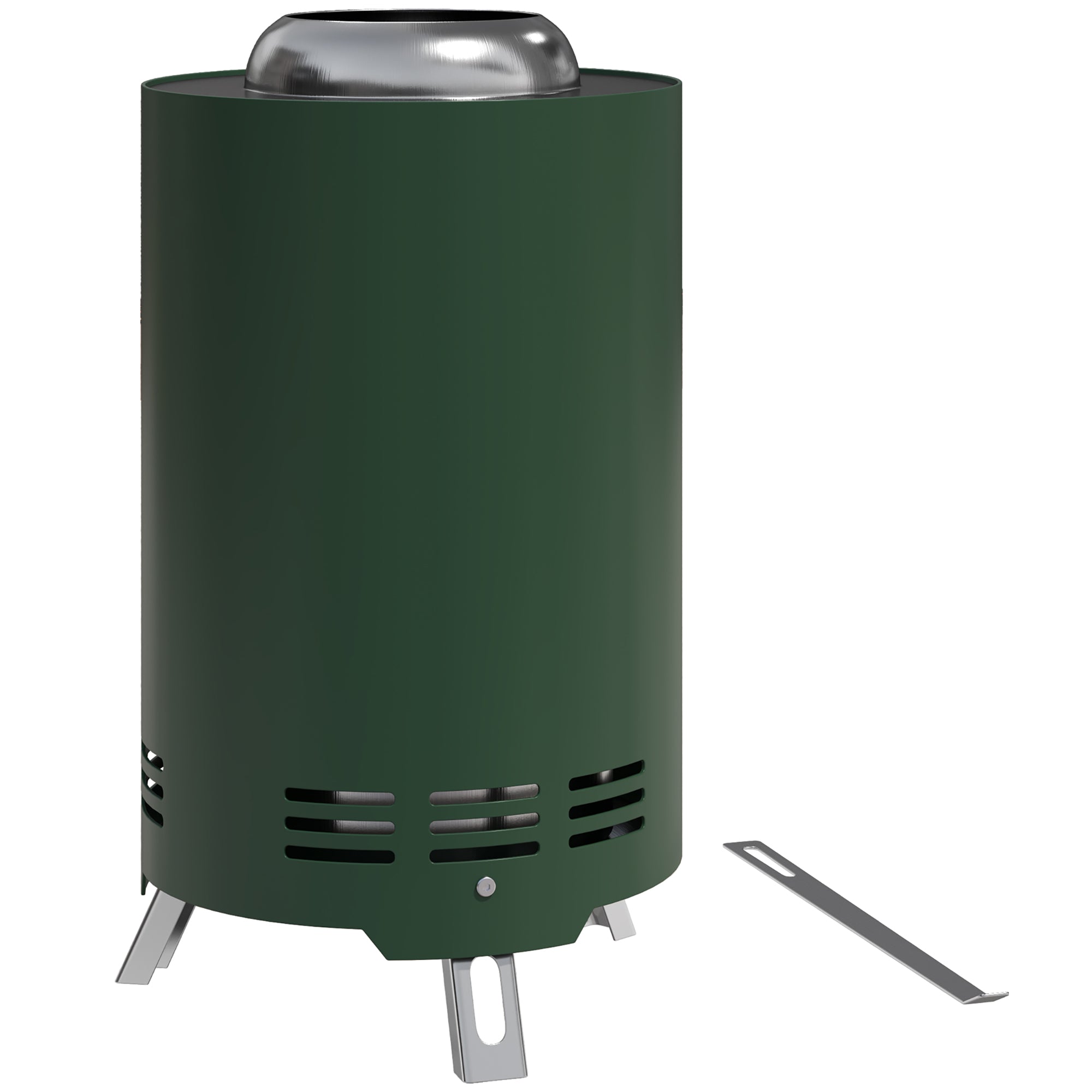 Smokeless Fire Pit, 16x16cm Portable Tabletop Wood Burning with Poker, Stainless Steel, Green