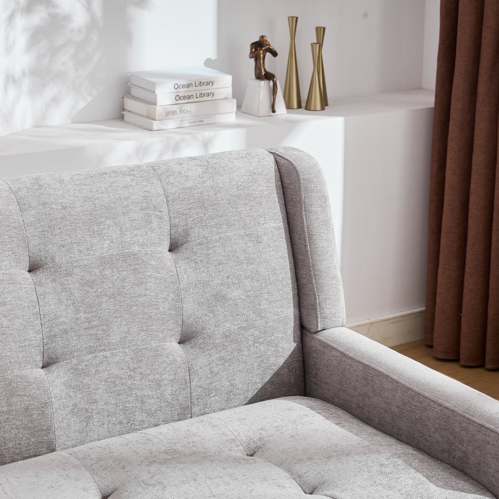 2-Piece Accent Armchair Set with High-Density Foam and Solid Wood Legs, Durable Fabric