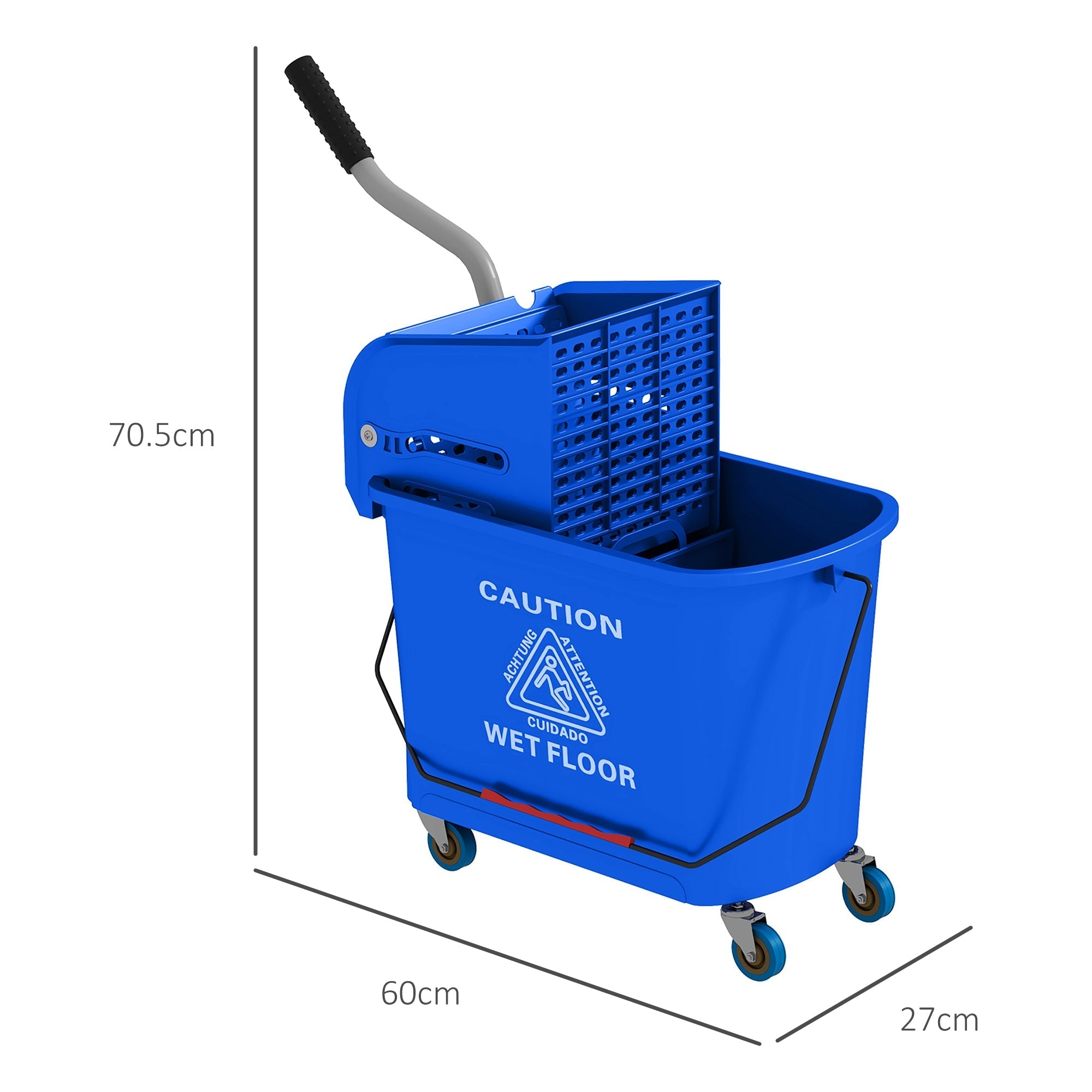 Reinigungswagen, 20L mit Schleuder und Trennsystem, Blau