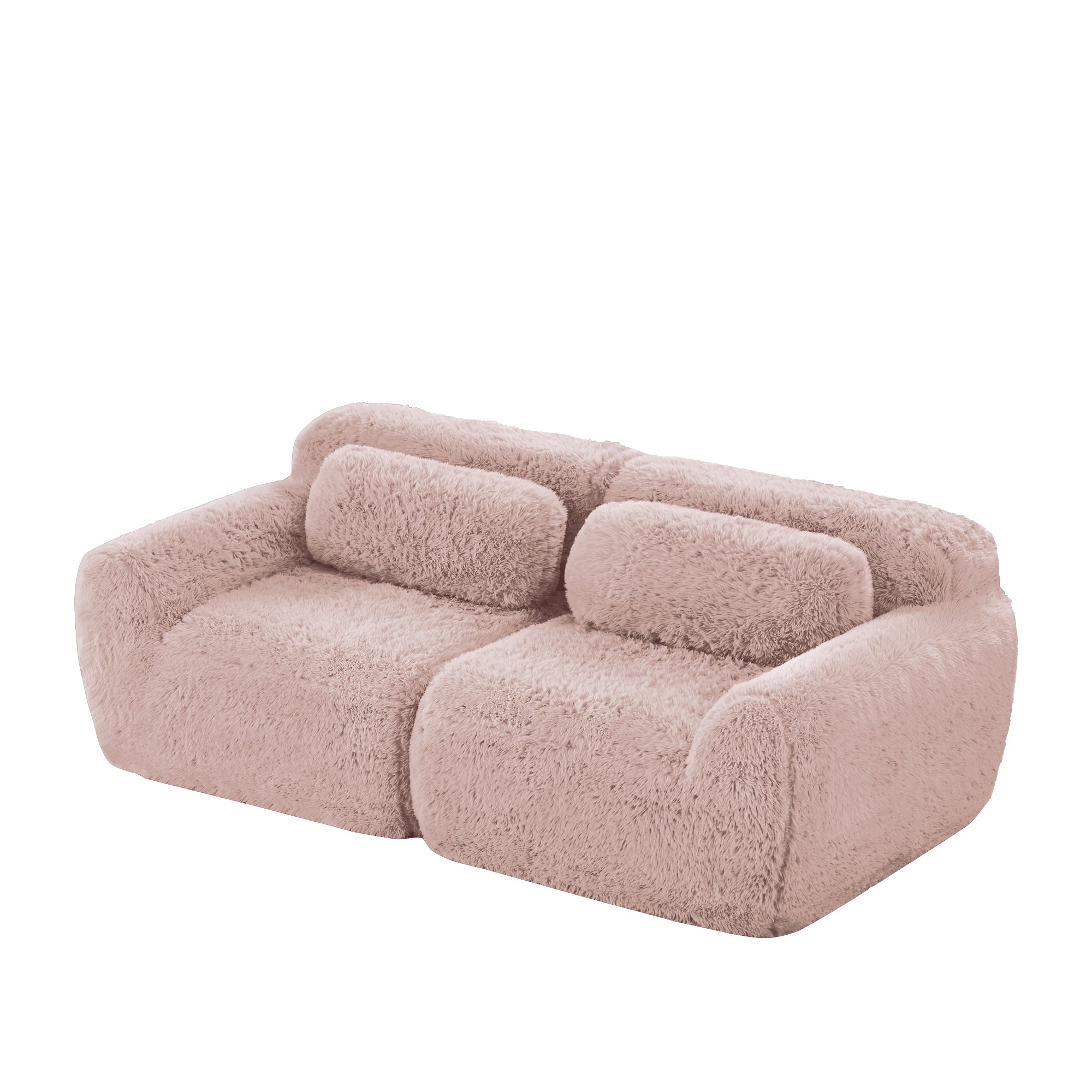 2-Seater Sofa Modular Frameless with Cushions - Plush Fabric