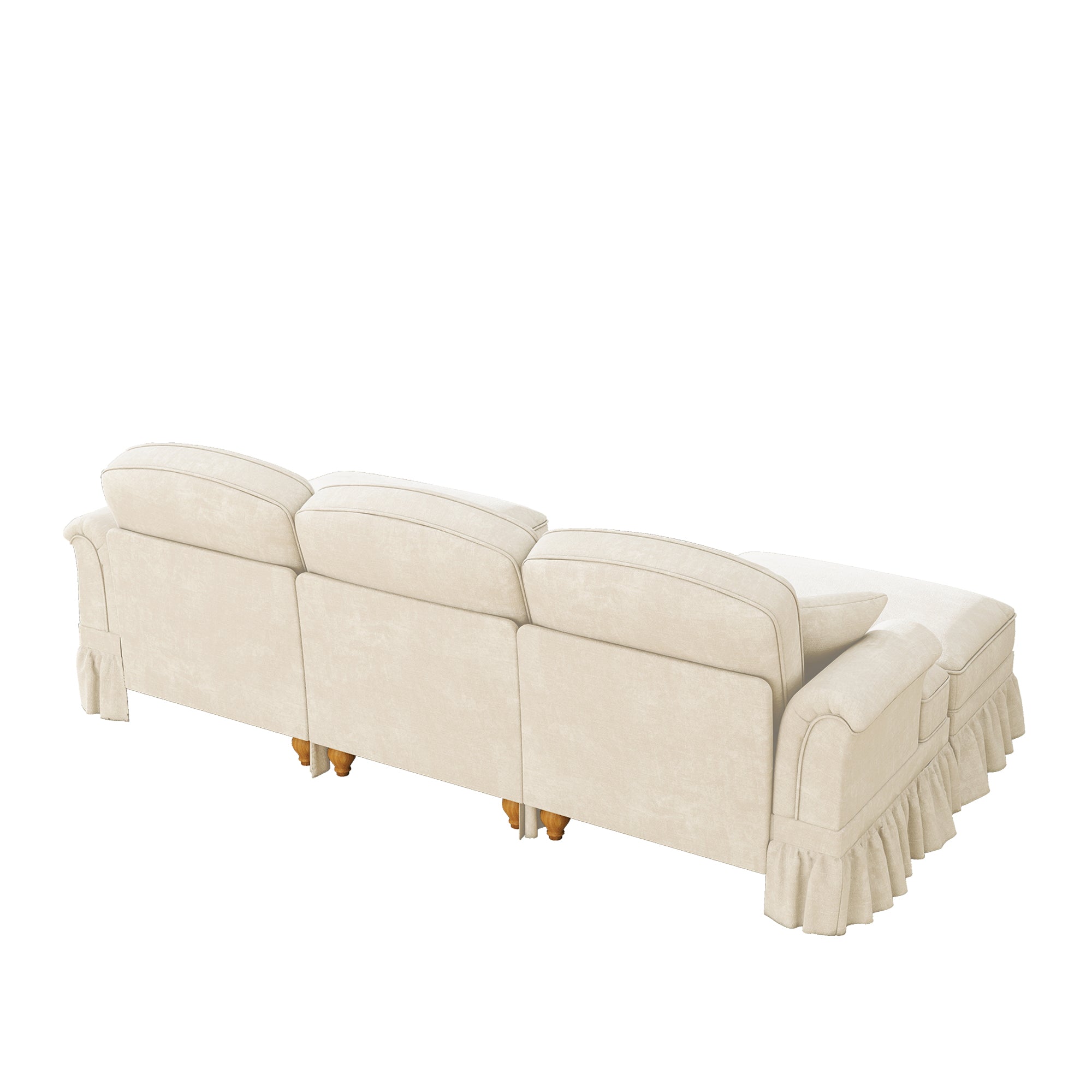 Classic Modular U-Shaped Sofa Chenille Movable Ottoman - White