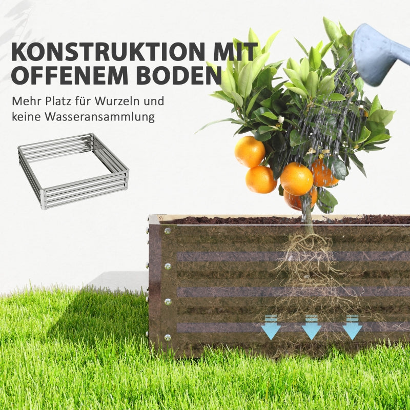 Raised Bed Planter, Garden Vegetable Herb Flower Box, Steel Silver