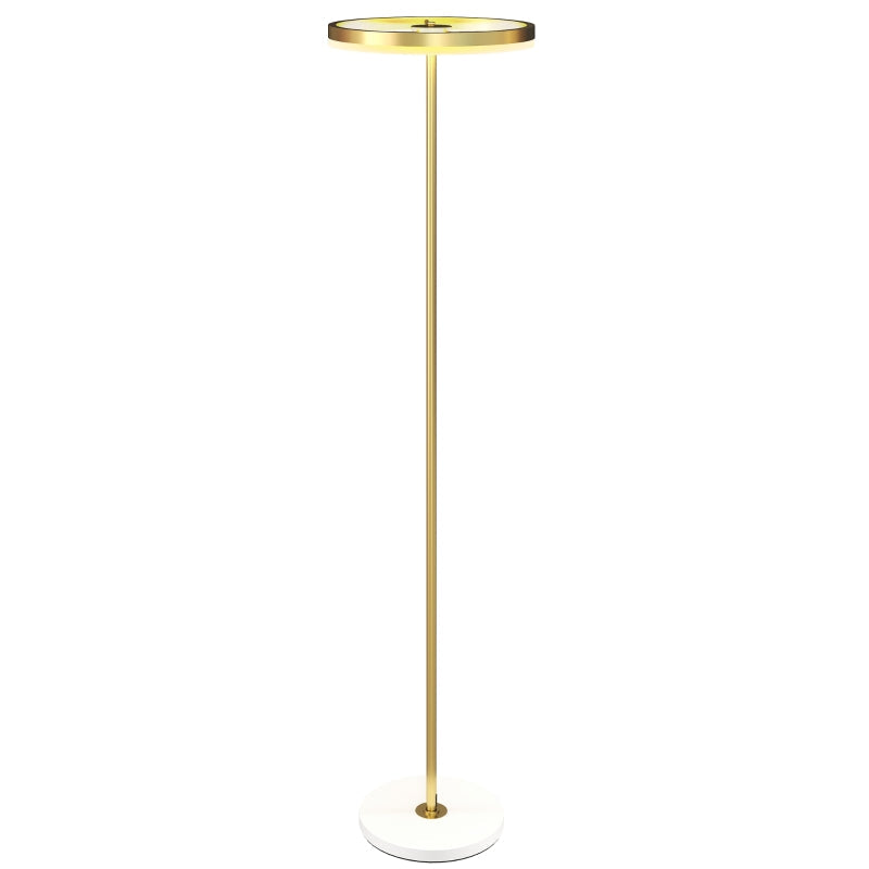 Floor lamp LED dimmable with 3 light colors, foot switch, metal stand, gold