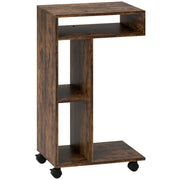 C-Shaped Serving Cart 4 Wheels 3 Compartments - Rustic Brown
