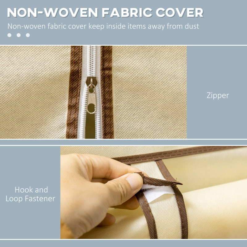 Fabric Wardrobe with Rails and Shelves, Cream White