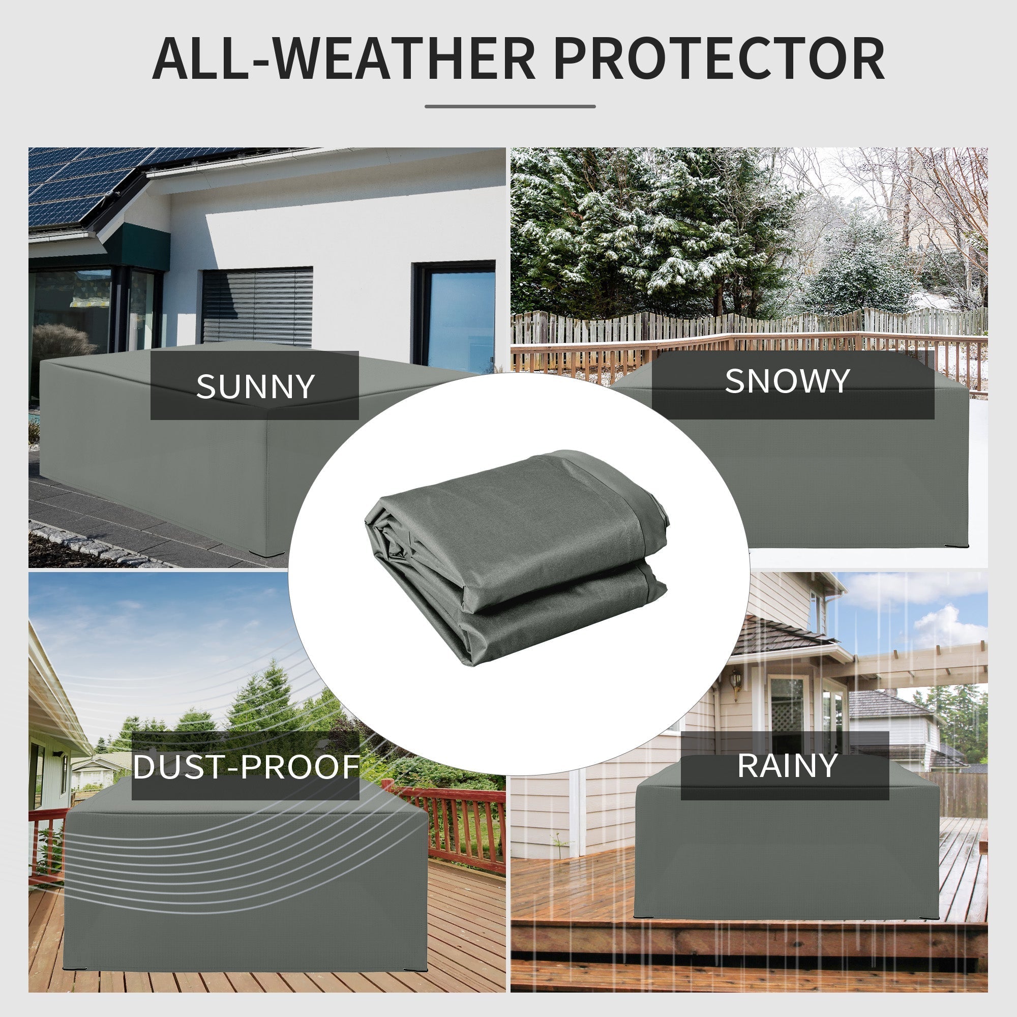 Outdoor Furniture Sofa Set Cover, Waterproof Anti-UV Protection 600D Oxford Grey