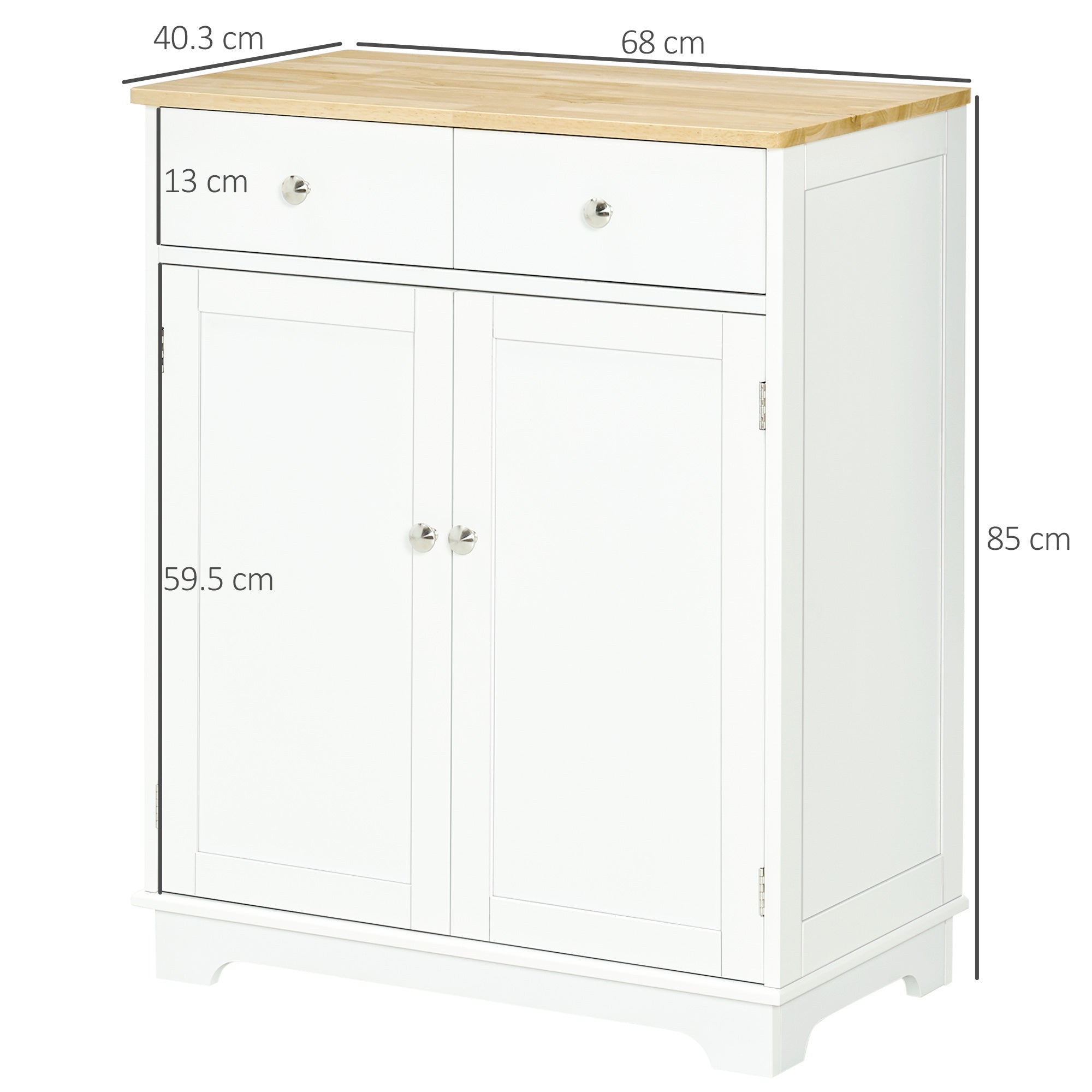 Kitchen Cabinet Side Storage Sideboard with Solid Wood Top, Adjustable Shelf & Drawer, Multicolor Engineered Wood