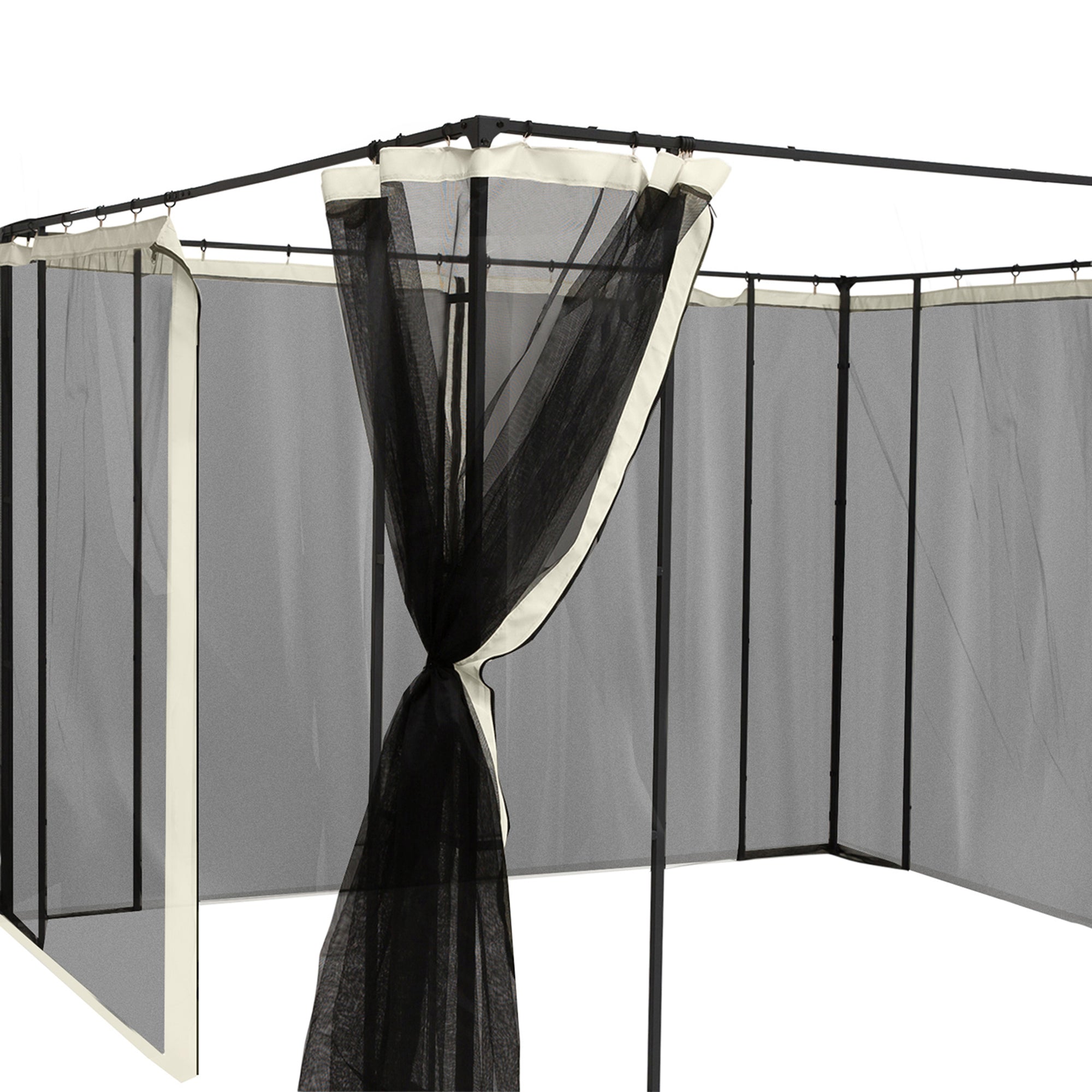 Mosquito Net 3x4 Gazebo 4 Side Panels Nylon Mesh, Black