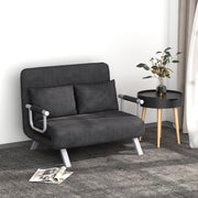 2-Sitzer Schlafsofa, Armlehnen klappbar, Gästebett, Wildlederimitat Grau