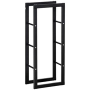 Metal Firewood Log Holder Tall Fireplace Wood Storage Shelf Black