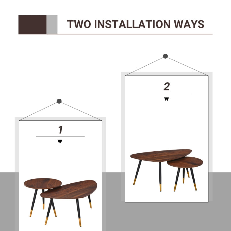 Set of Two Coffee Tables Scandinavian-Style Walnut