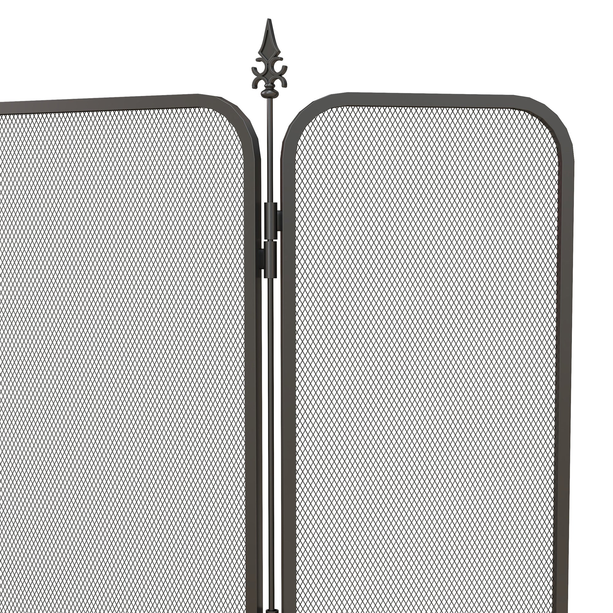 Fireplace Screen, Foldable 3 Panels Spark Guard, Metal Black