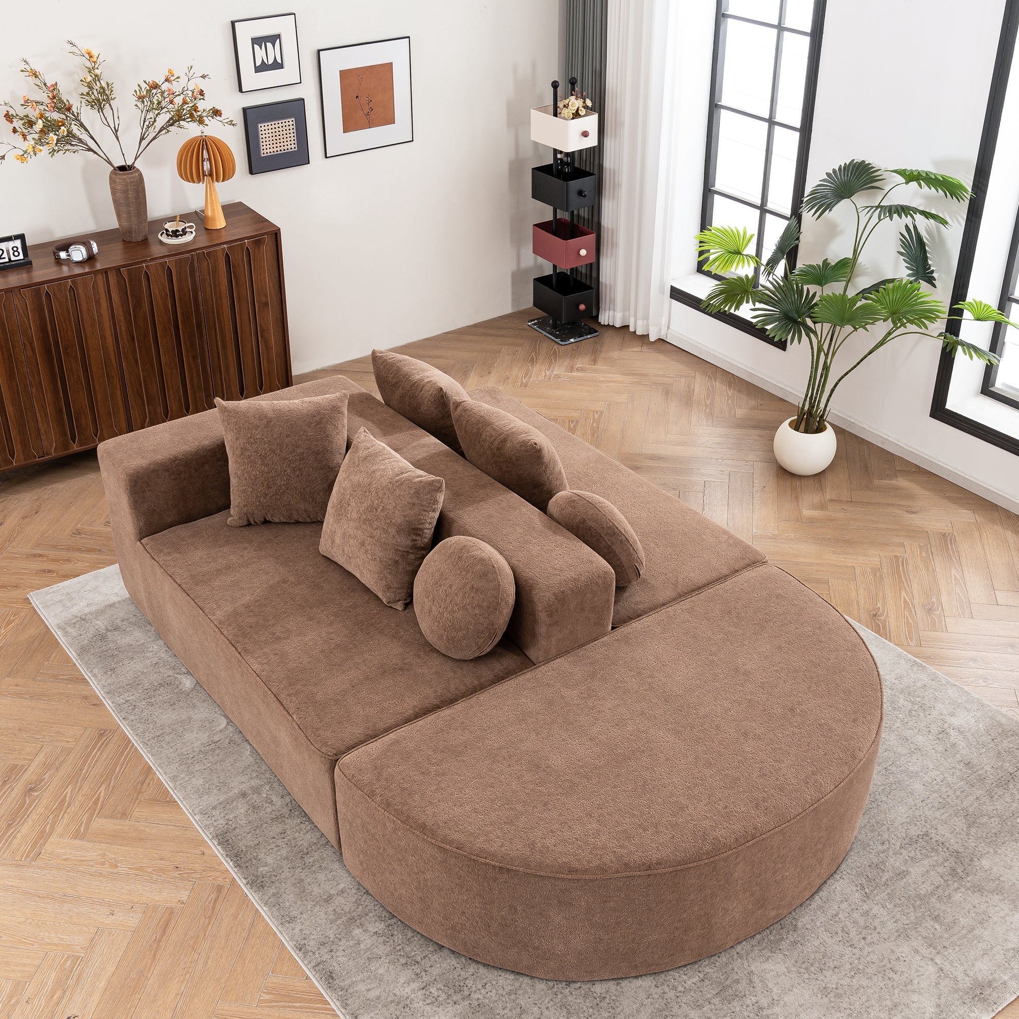 Boneless Cloud Sofa Modular Segmented No Assembly - Chenille Fabric