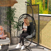Hängesessel, klappbare Polyrattan-Schaukel, 150 kg Tragkraft, dunkelgrau