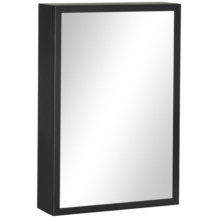 kleankin Mirror Cabinet, 3-Tier Bathroom Medicine Wall, Black