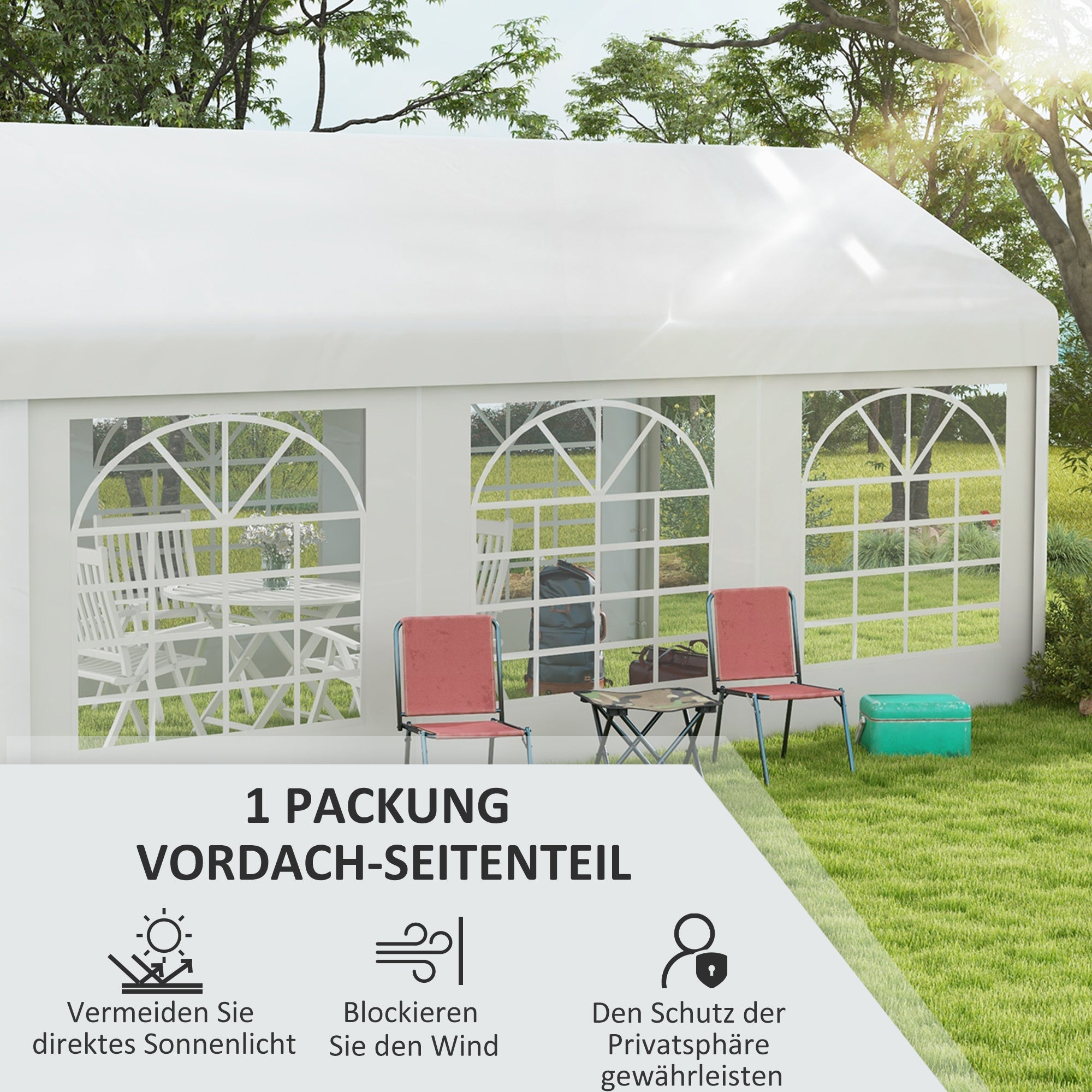 Side Panel for Gazebo/Party Tent, 6x2m Waterproof & UV-Resistant, White