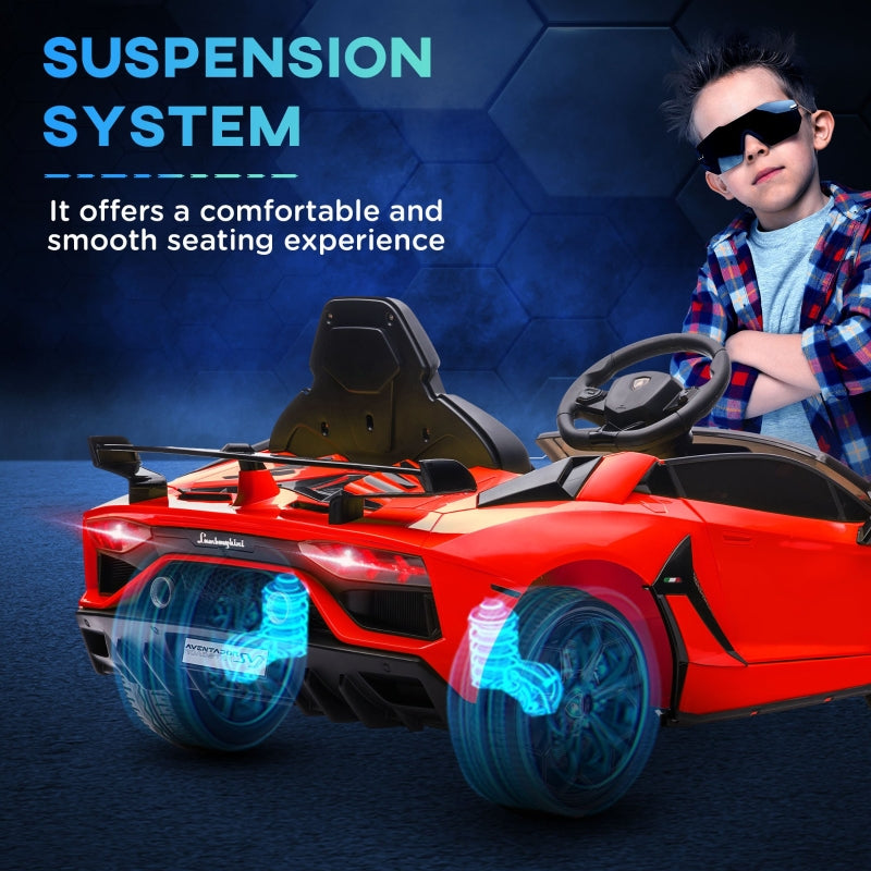 Lamborghini Kids Electric Car 12V with Butterfly Doors, Remote, Music, Horn, Suspension - Red