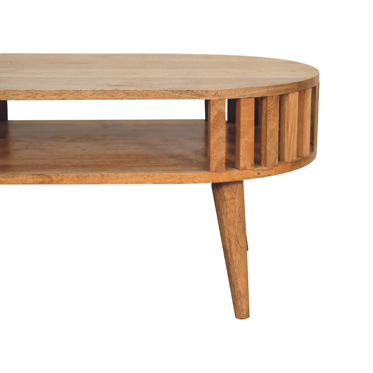 Ariella Coffee Table with Shelf for Small Spaces, Solid Wood Brown