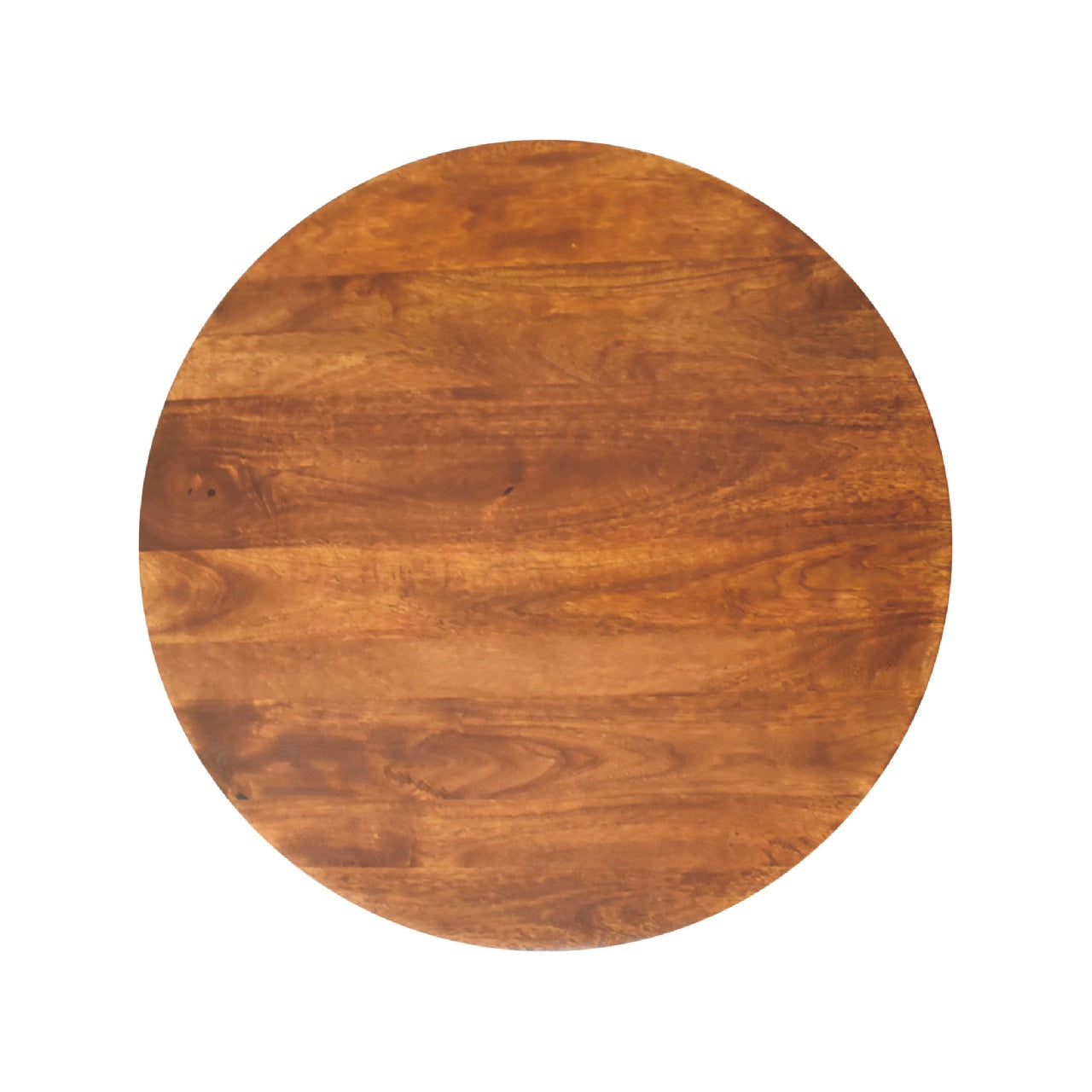 Solid Wood Table, Central Ball Design, Dark Brown Chestnut