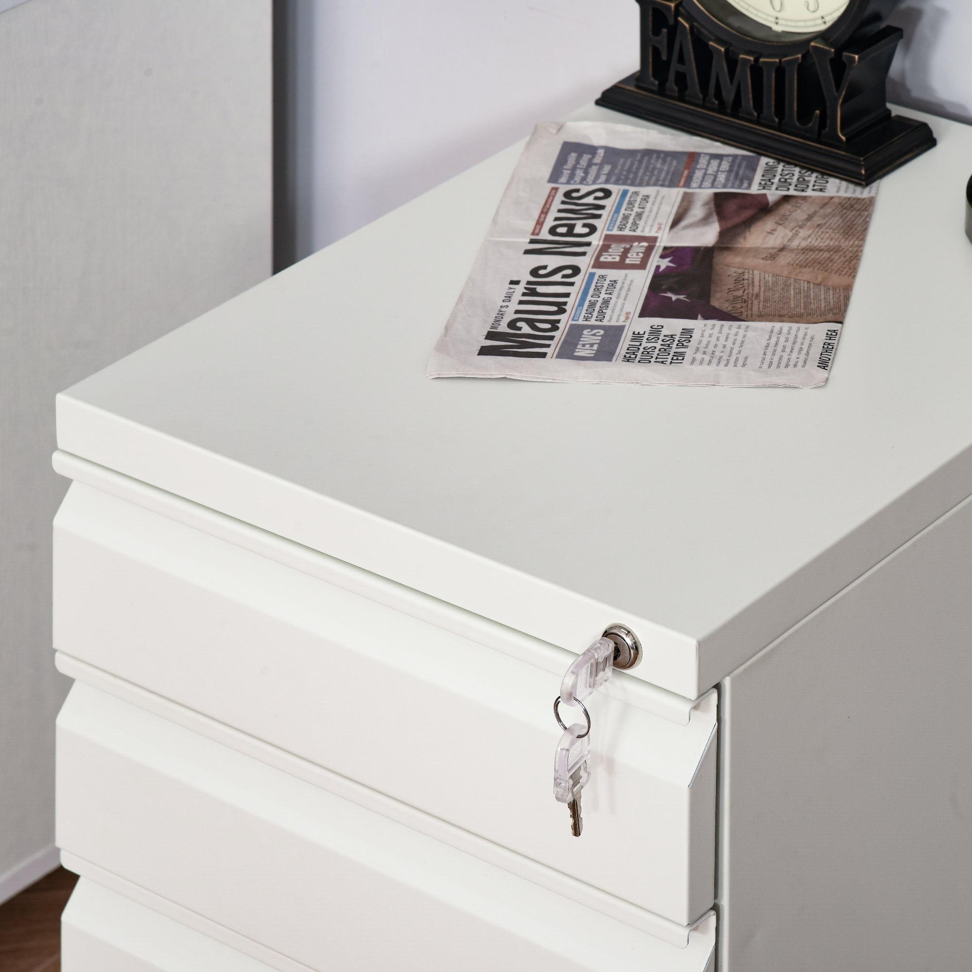 Vinsetto Mobile Office Cabinet, 3 Drawers Wheels, Steel White