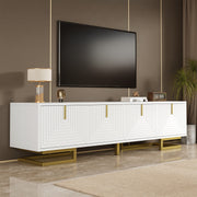TV Cabinet, TV Stand with Textured Doors, Golden Handles and Golden Legs
