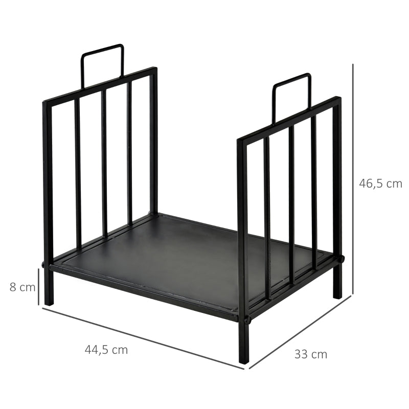 Indoor Firewood Rack with Handles 44.5x33x46.5cm - Black Metal