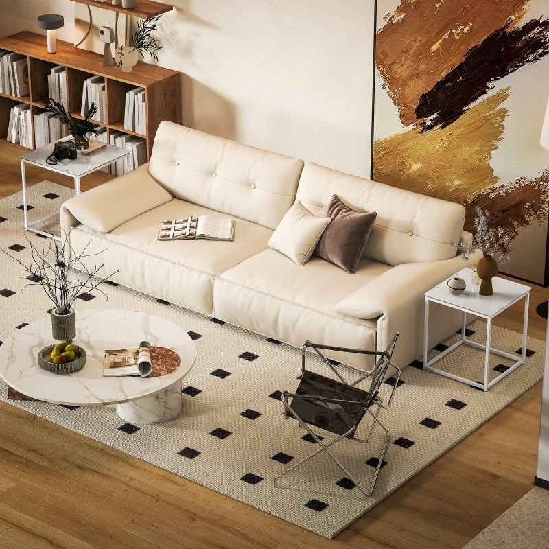 Nest of Tables, Set of 2 Coffee/Side Tables with Tempered Glass Top, White