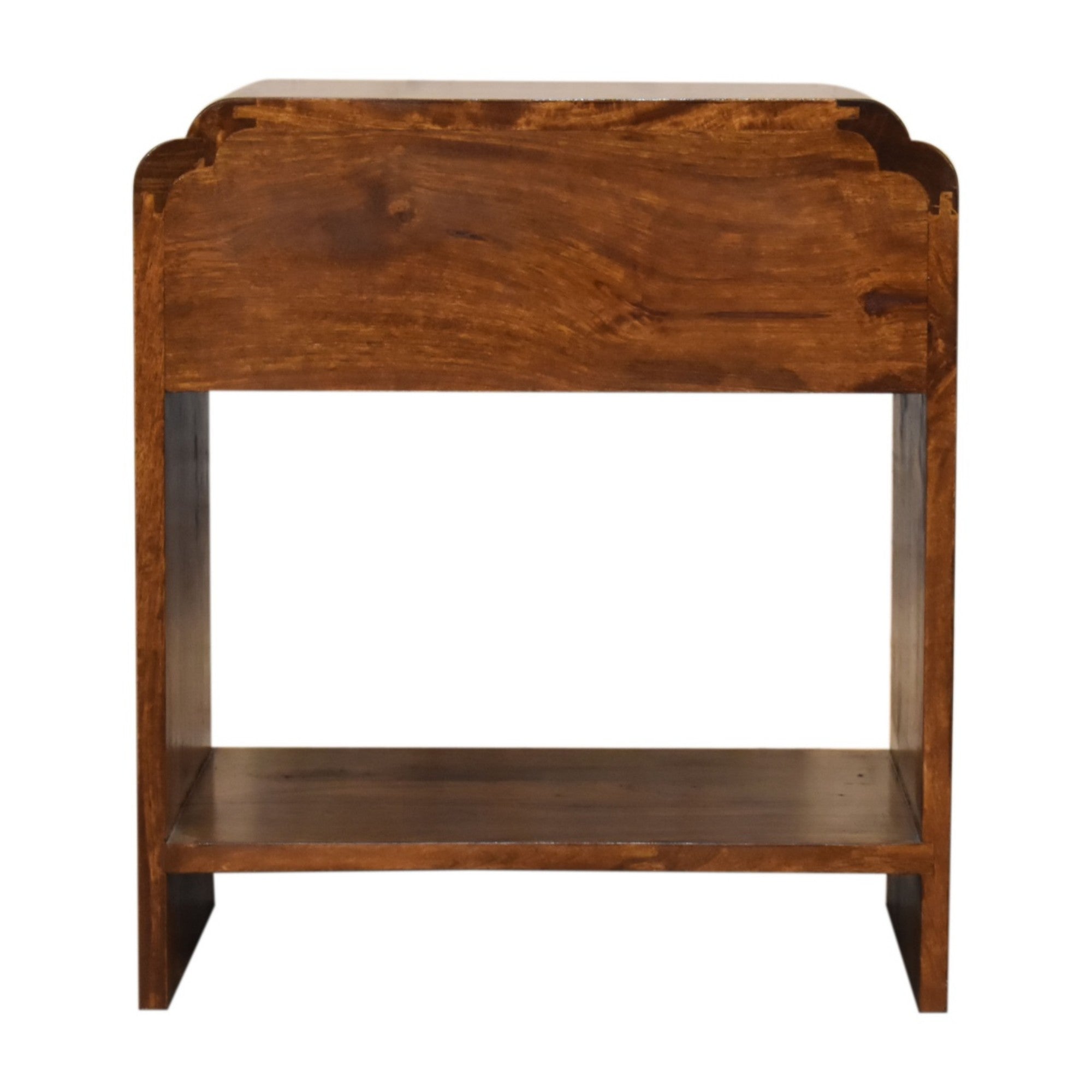 Newton Bedside, 1 Drawer and Open Shelf, Solid Wood Dark Brown