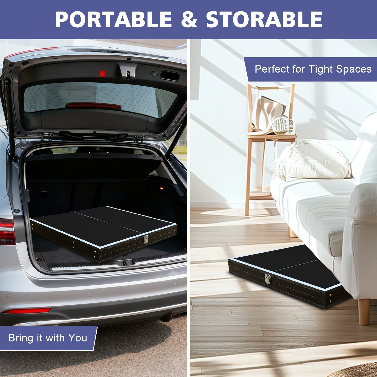 Foldable Table Tennis Table with Net, Paddles and Balls, 4.5FT Portable, Black
