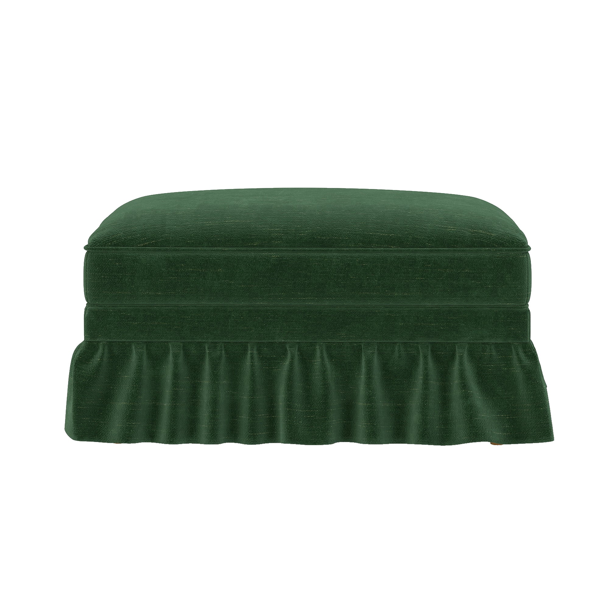 Windsor Stool with Removable Ruffle Skirt and Chenille Fabric, Green