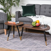 Set of Two Coffee Tables Scandinavian-Style Walnut