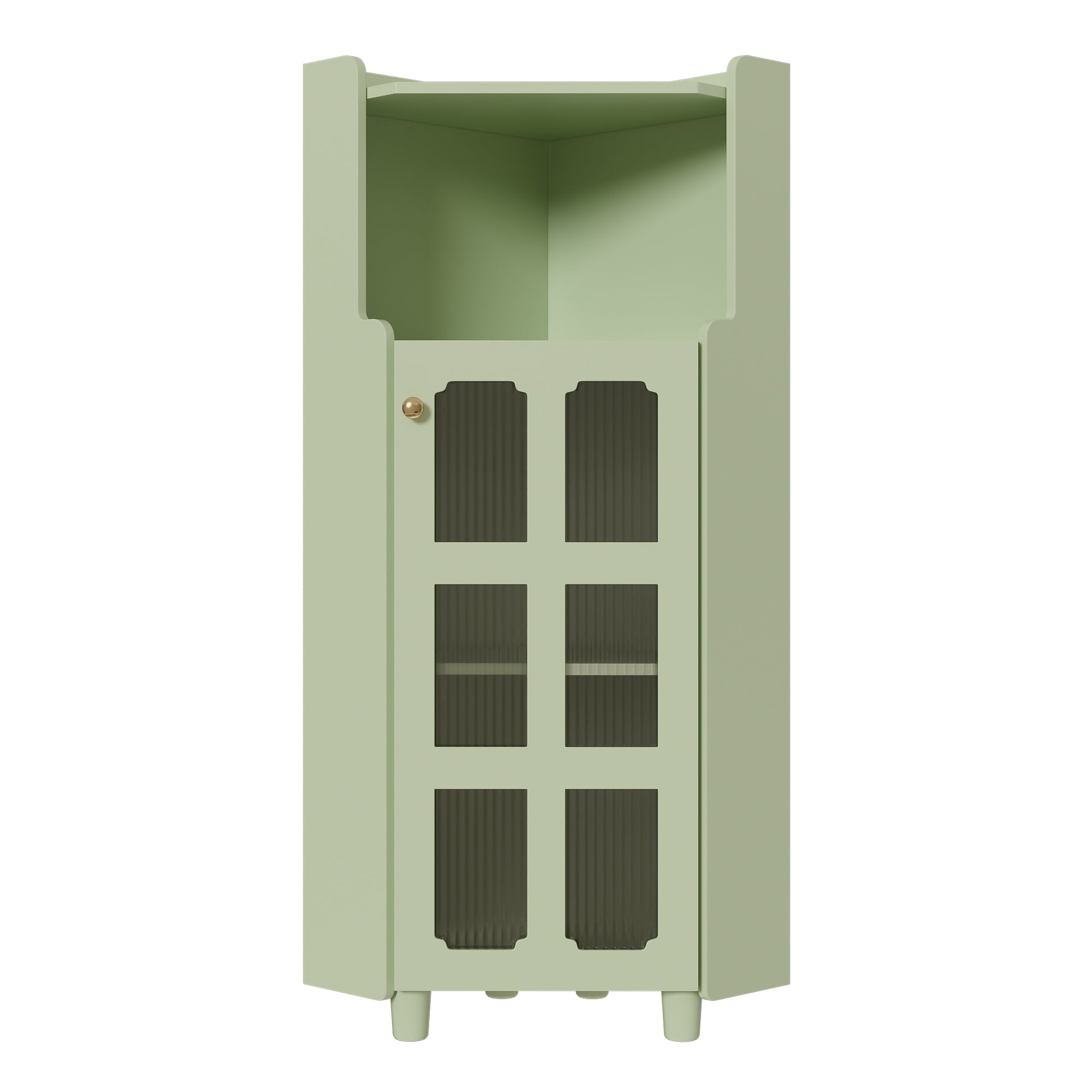 Corner Cabinet LED App Control Lacquered Finish 63.5x124cm - Green