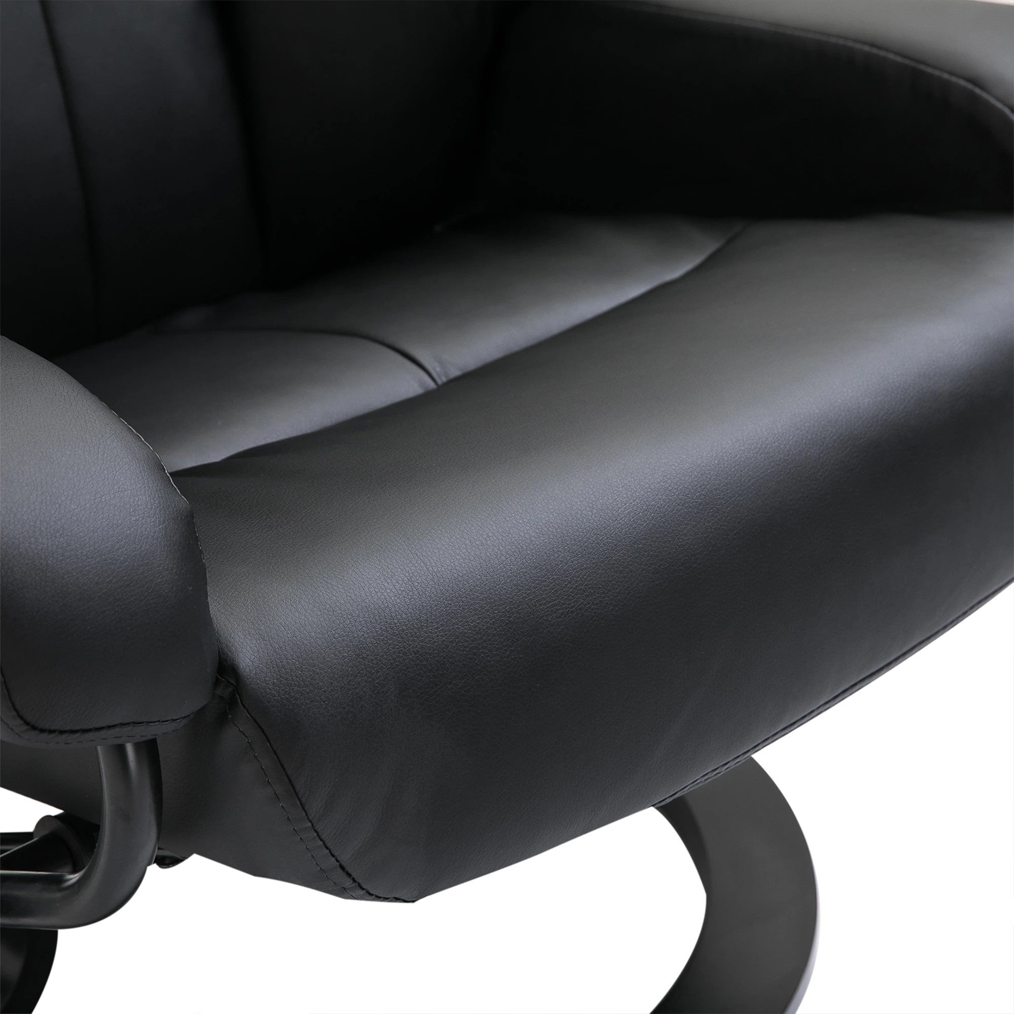 TV Armchair Reclining Deep Padding High Back 360° Swivel, Faux Leather Black