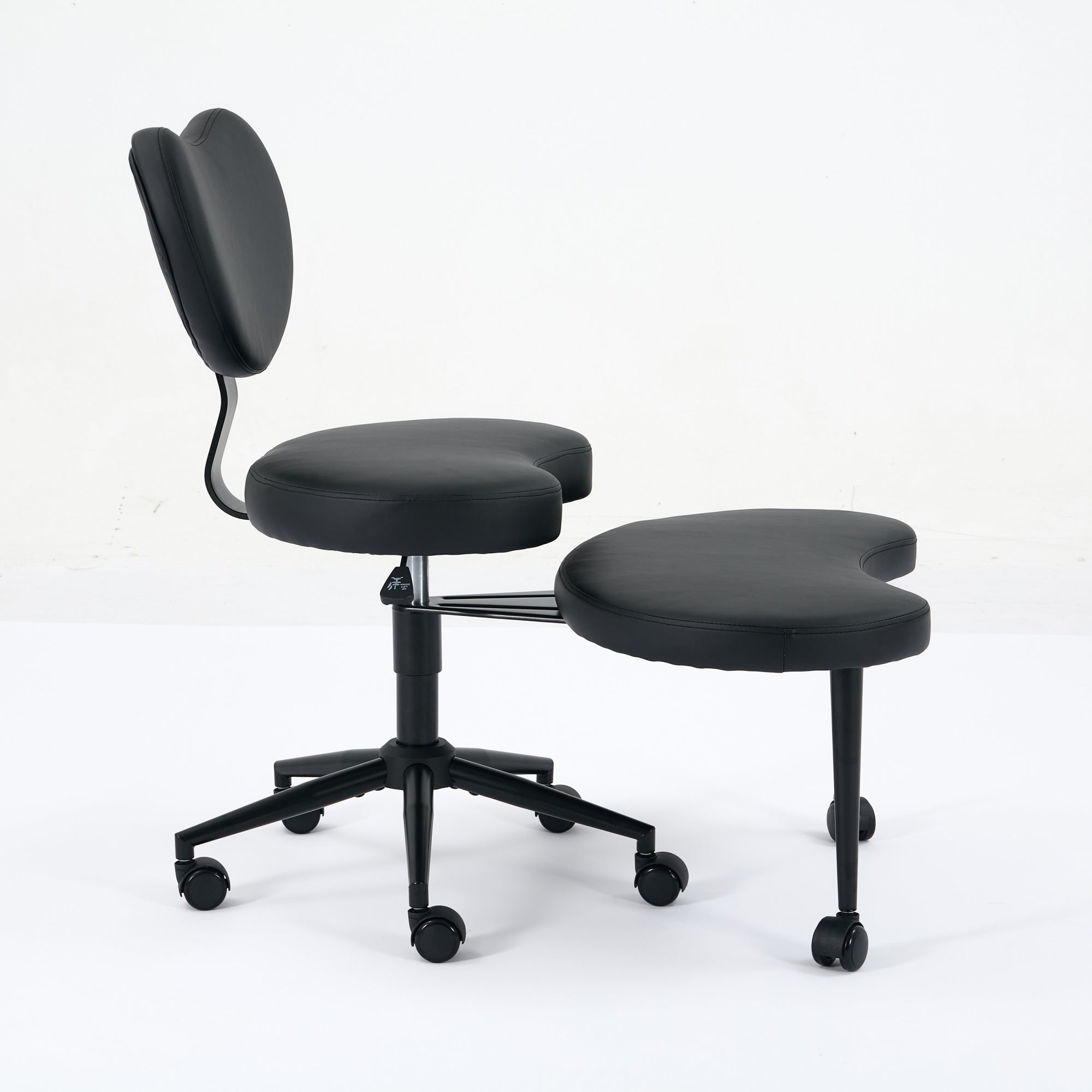 Meditation Chair Plus, Cross Legged Desk Chair with Wheels and Lumbar Support, Black PU