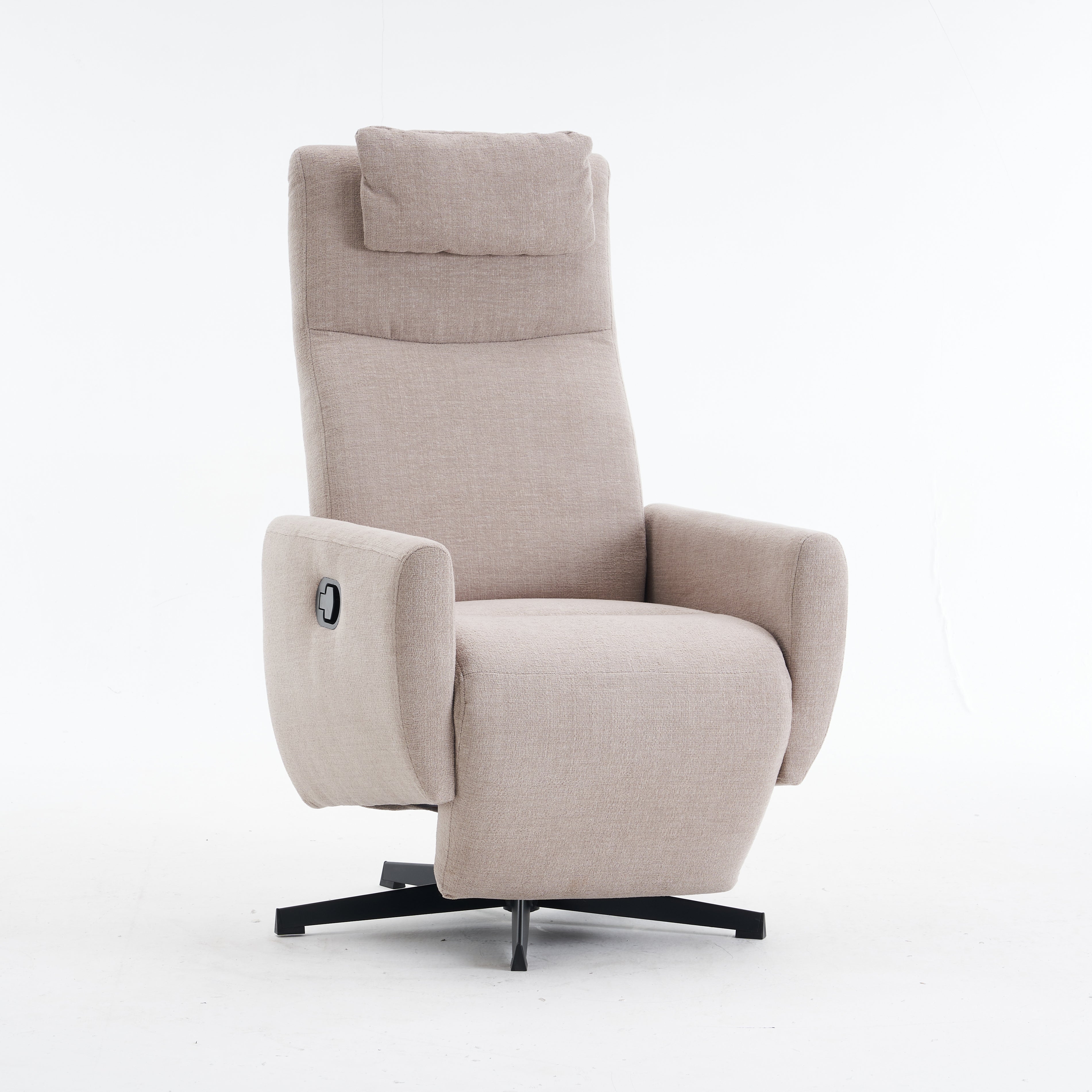 Recliner with Pillow Padded Seat and Footrest, Chenille Fabric, Grey