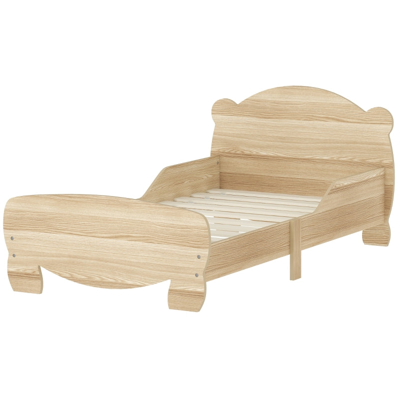 AIYAPLAY children's bed 143.5 x 80 cm house bed with fall protection, 80 kg load capacity, natural wood