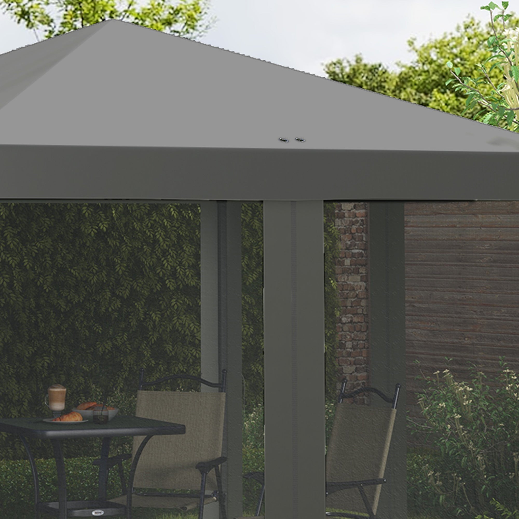 3 x 3 m Pop Up Gazebo, Removable Mesh Sidewall Netting, Light Grey