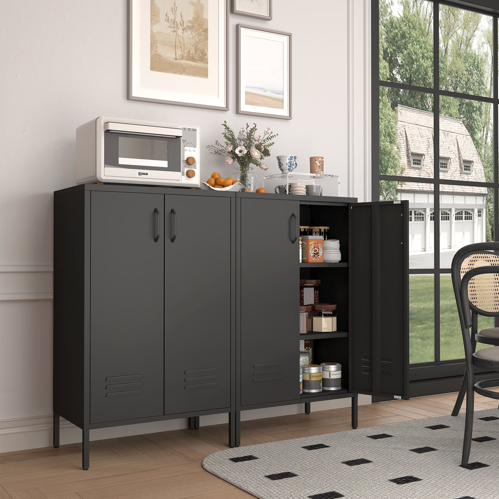 Steel Storage Cabinet 2 Door 2 Movable Shelves - Steel
