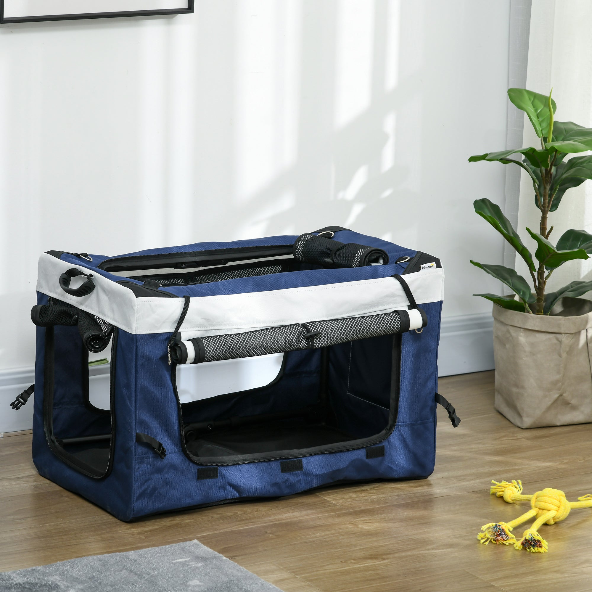 2-in-1 Dog Stroller, Foldable with Removable Basket, Blue