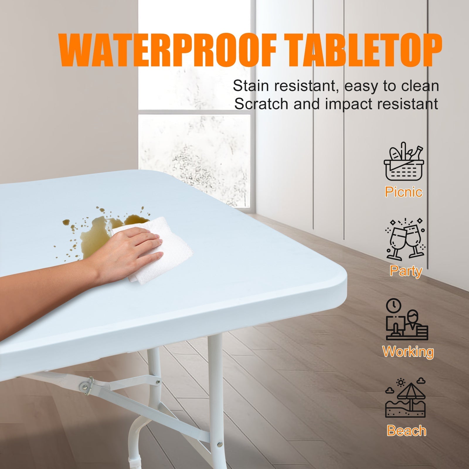 Portable Folding Table 180cm Heavy Duty (White)