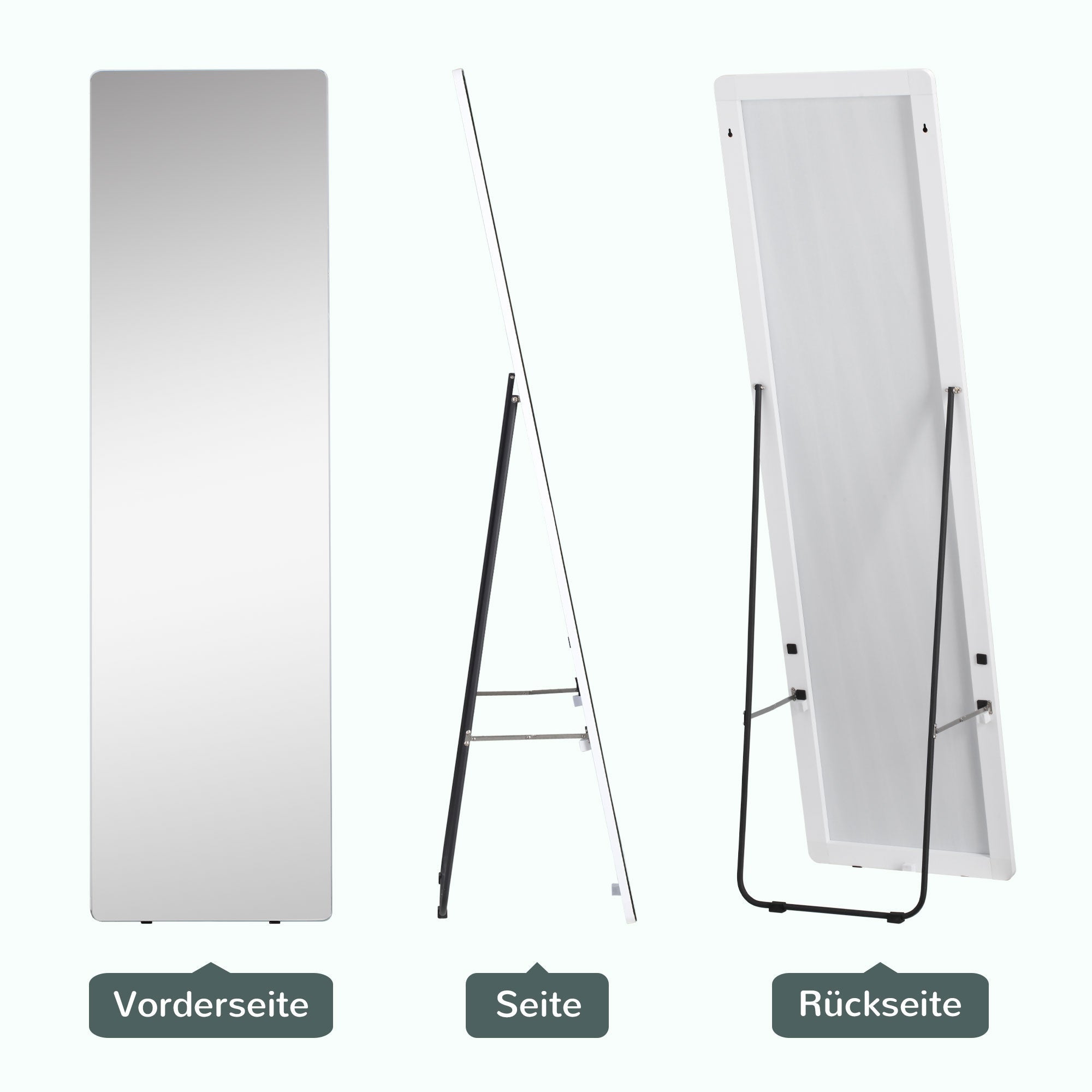 Full Length Mirror, Standing Wall Wardrobe Dressing, 45x160cm, Silver
