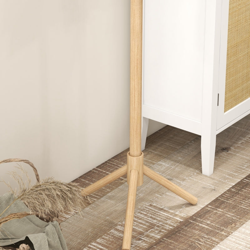 Eight-Hook Coat Rack Stand, Wooden - Natural