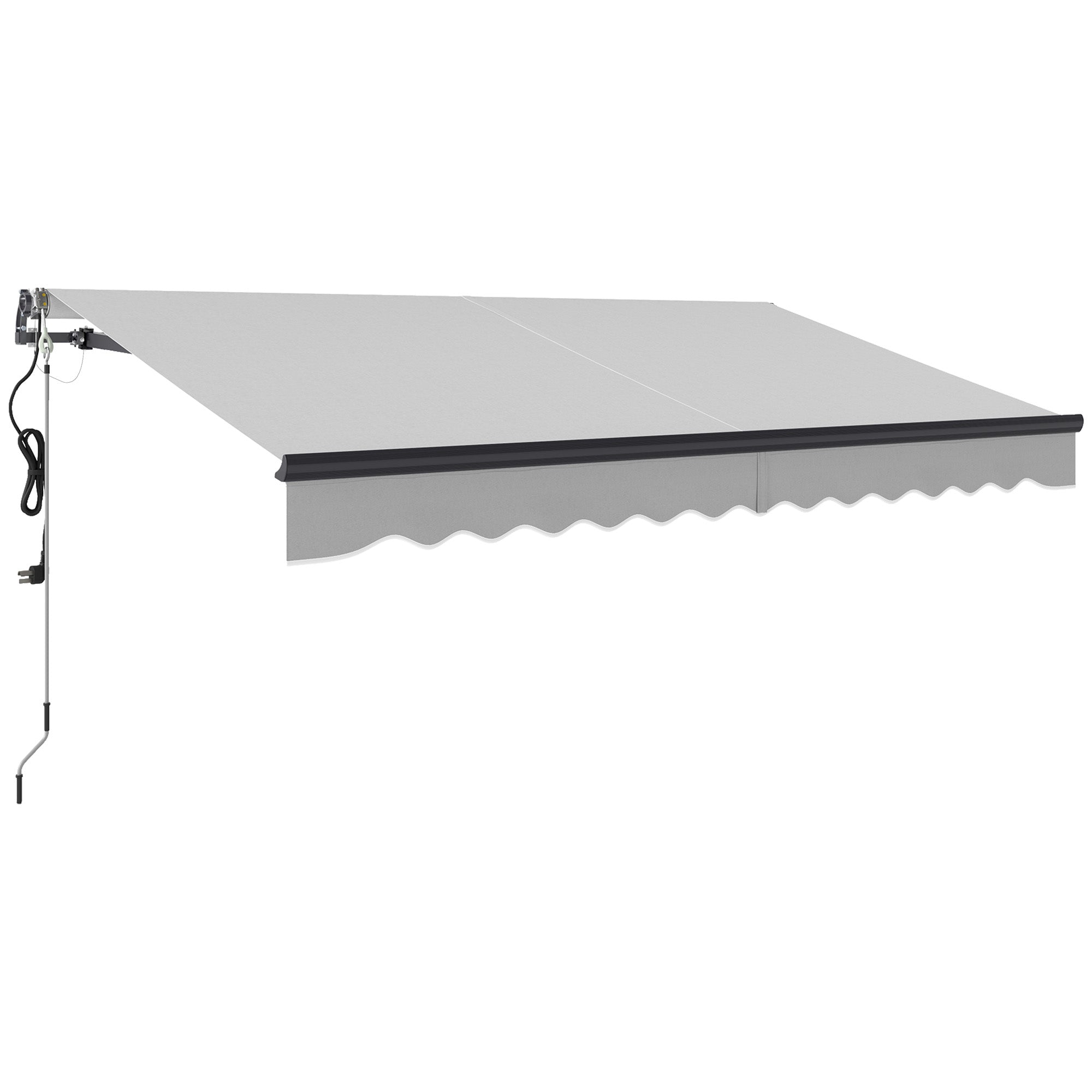 Elektrische Gelenkarmmarkise, 3,5 x 3 m, Fernbedienung, Aluminiumrahmen, UPF30+ Markisentuch, Hellgrau